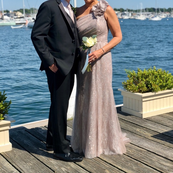 Christina Wu Celebration Taupe and Silver Dress - Picture 5 of 9